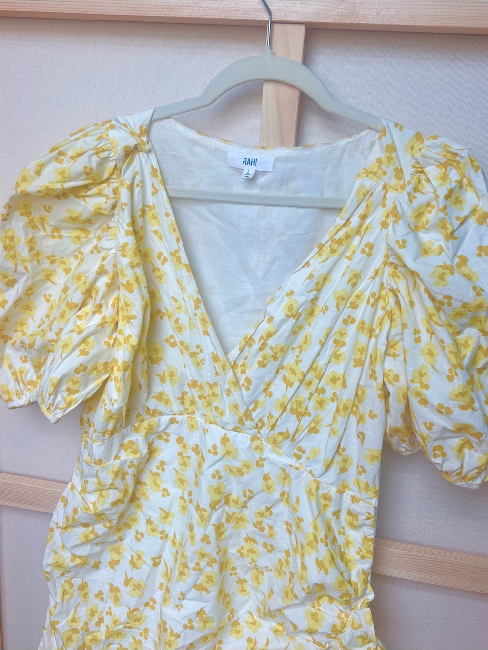 Free People Yellow Floral Mini Dress Size L - Picture 6 of 8